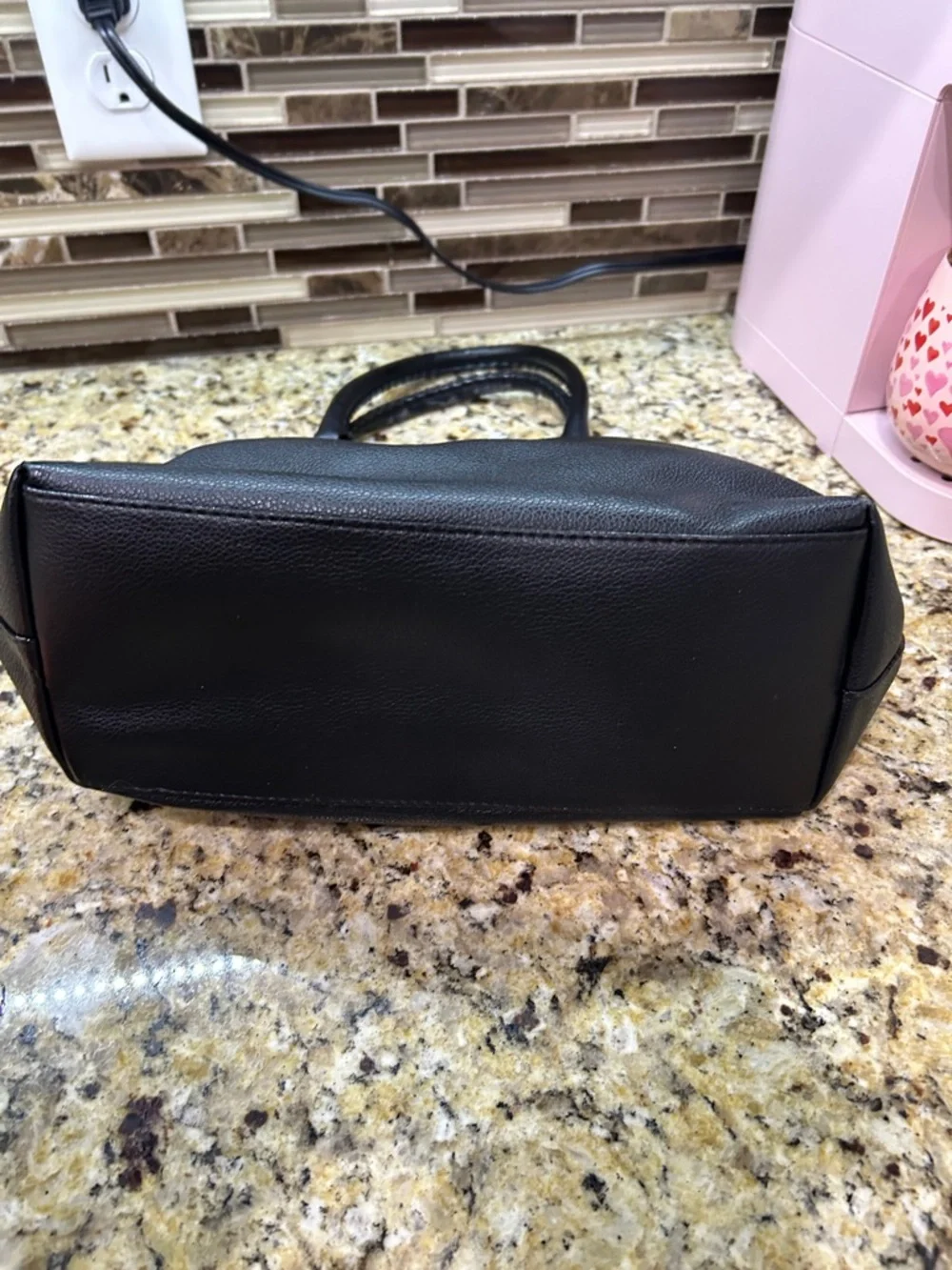 Black Victoria Secret Women's Tote Bag with Gold Accents